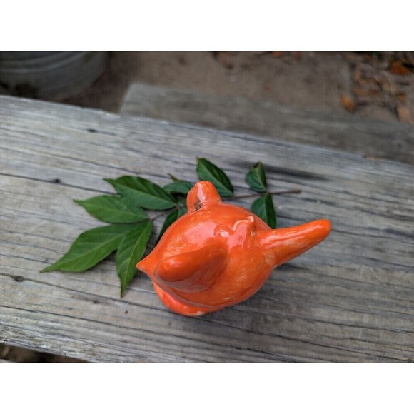 Vintage Ceramic Fox Figurine, Retro Orange Decor - Picture 5 of 10